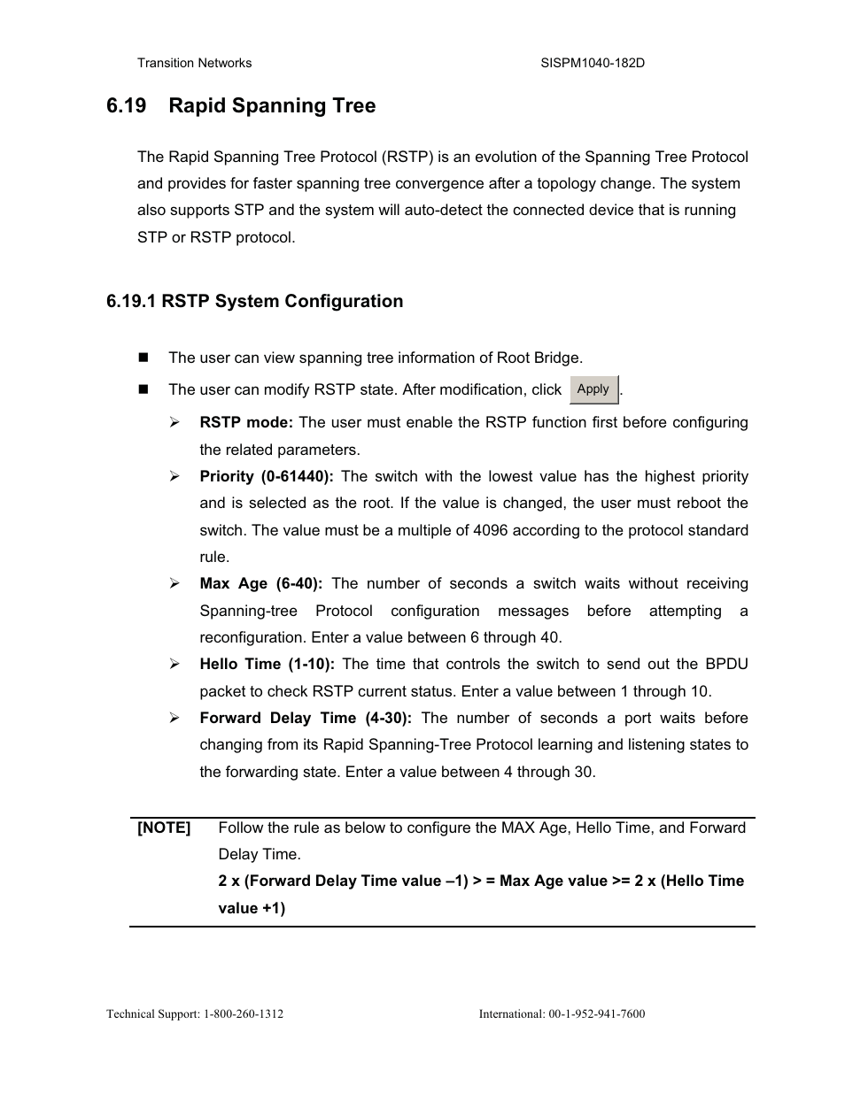 19 rapid spanning tree | Transition Networks SISPM1040-182D User Manual | Page 95 / 157