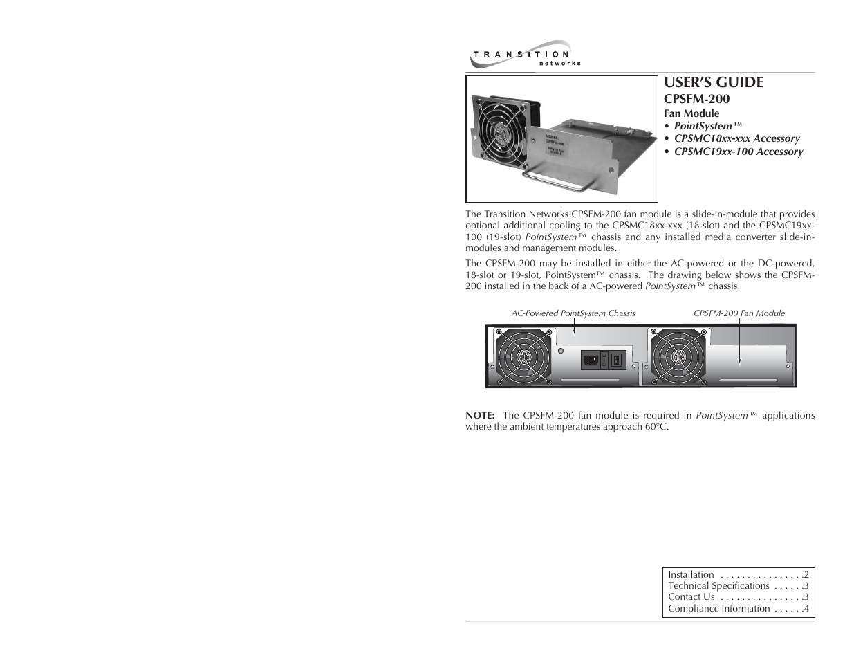 Transition Networks CPSFM-200 User Manual | 3 pages