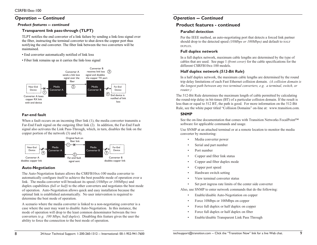 Operation -- continued | Transition Networks CSRFB10XX-100 User Manual | Page 5 / 9
