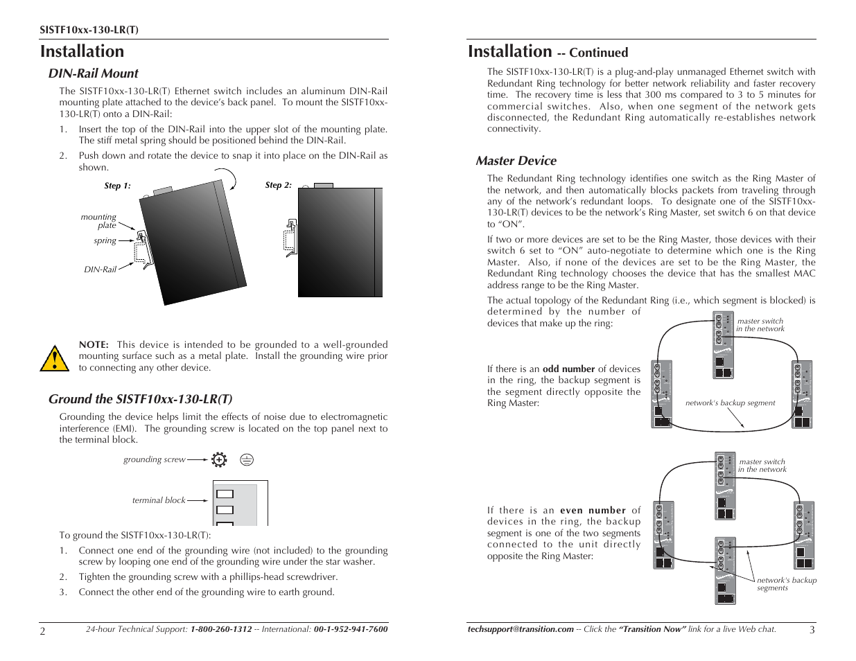 Installation | Transition Networks SISTF10xx-130-LR(T) User Manual | Page 2 / 9