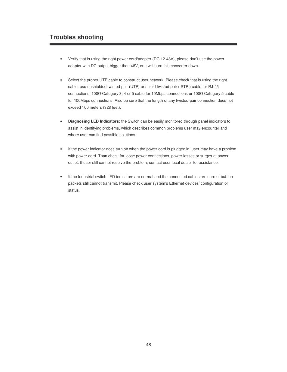 Troubles shooting | Transition Networks SISTM10XX-162-LR User Manual | Page 53 / 57