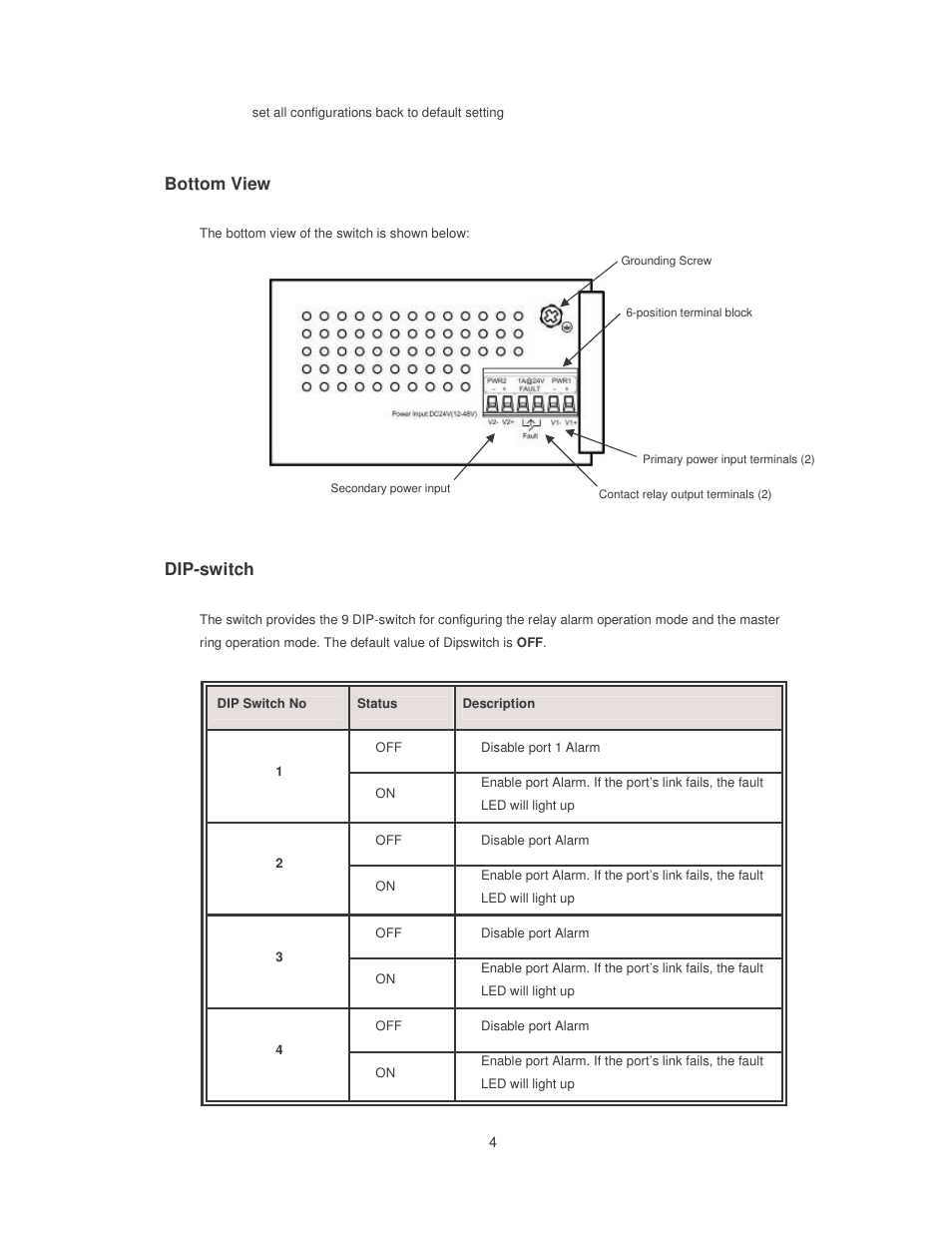 Bottom view, Dip-switch | Transition Networks SISTM10XX-162-LR User Manual | Page 9 / 57