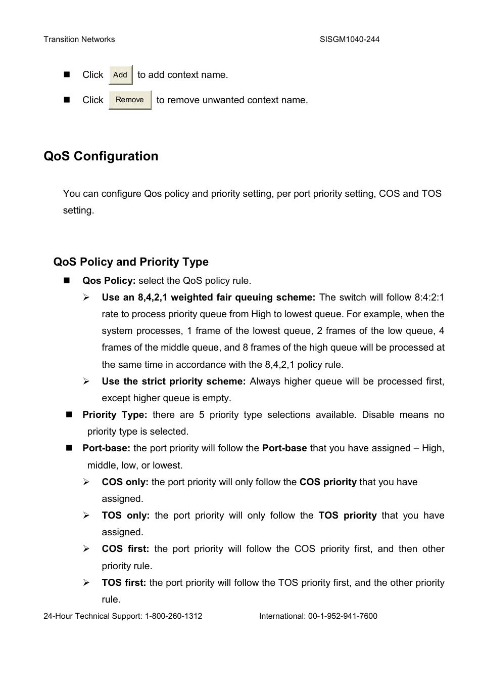 Qos configuration | Transition Networks SISGM1040-244 User Manual | Page 104 / 117