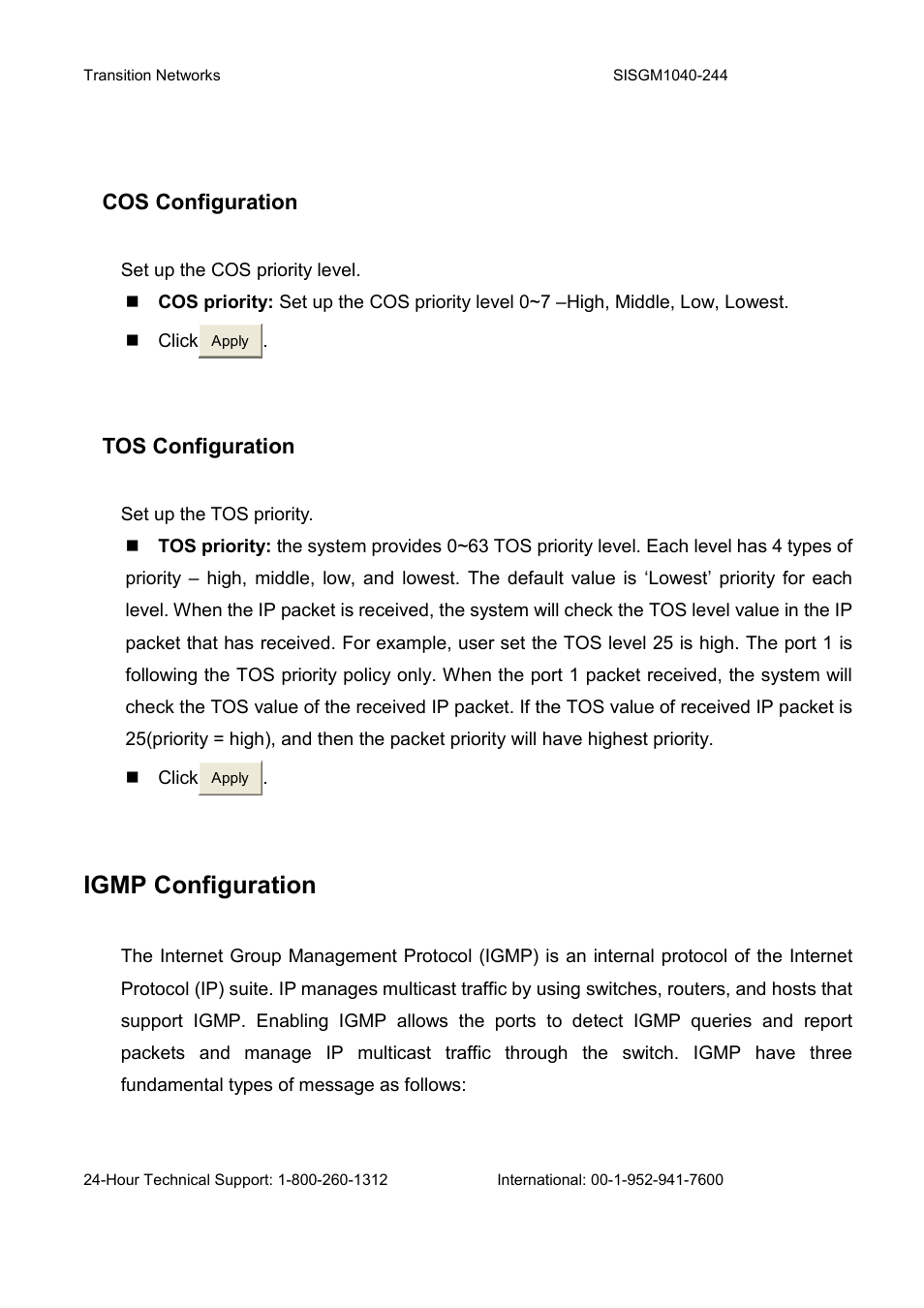 Igmp configuration | Transition Networks SISGM1040-244 User Manual | Page 106 / 117