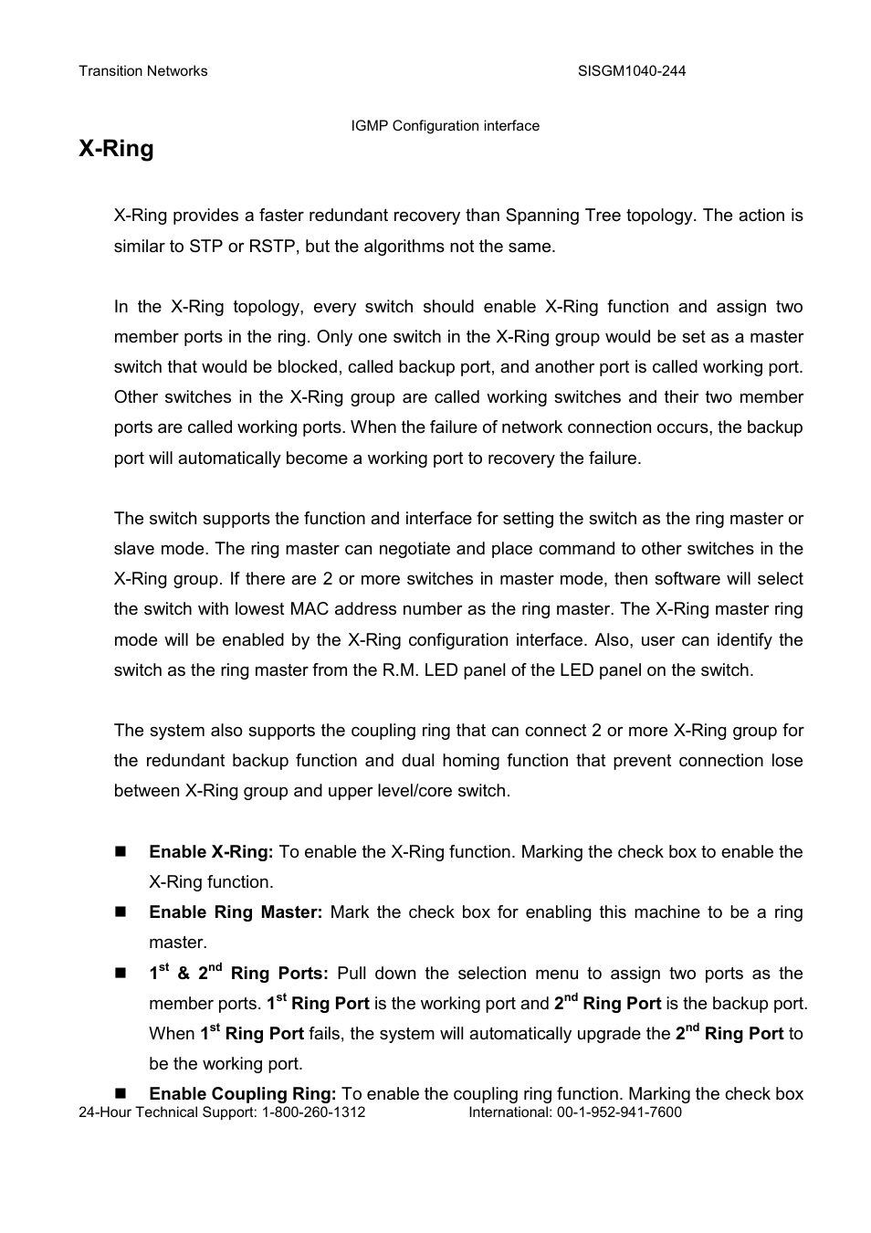 X-ring | Transition Networks SISGM1040-244 User Manual | Page 108 / 117