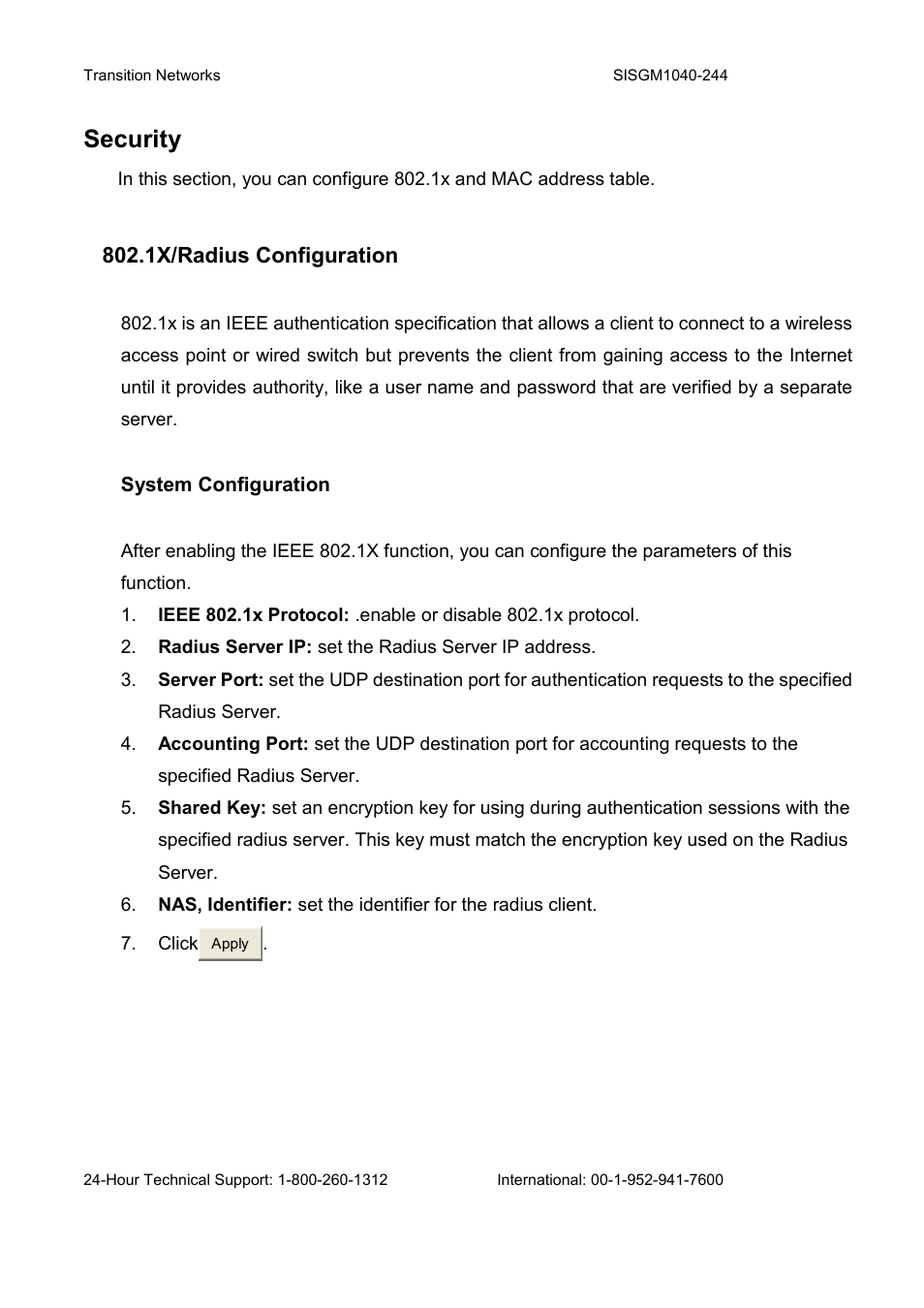 Security | Transition Networks SISGM1040-244 User Manual | Page 110 / 117