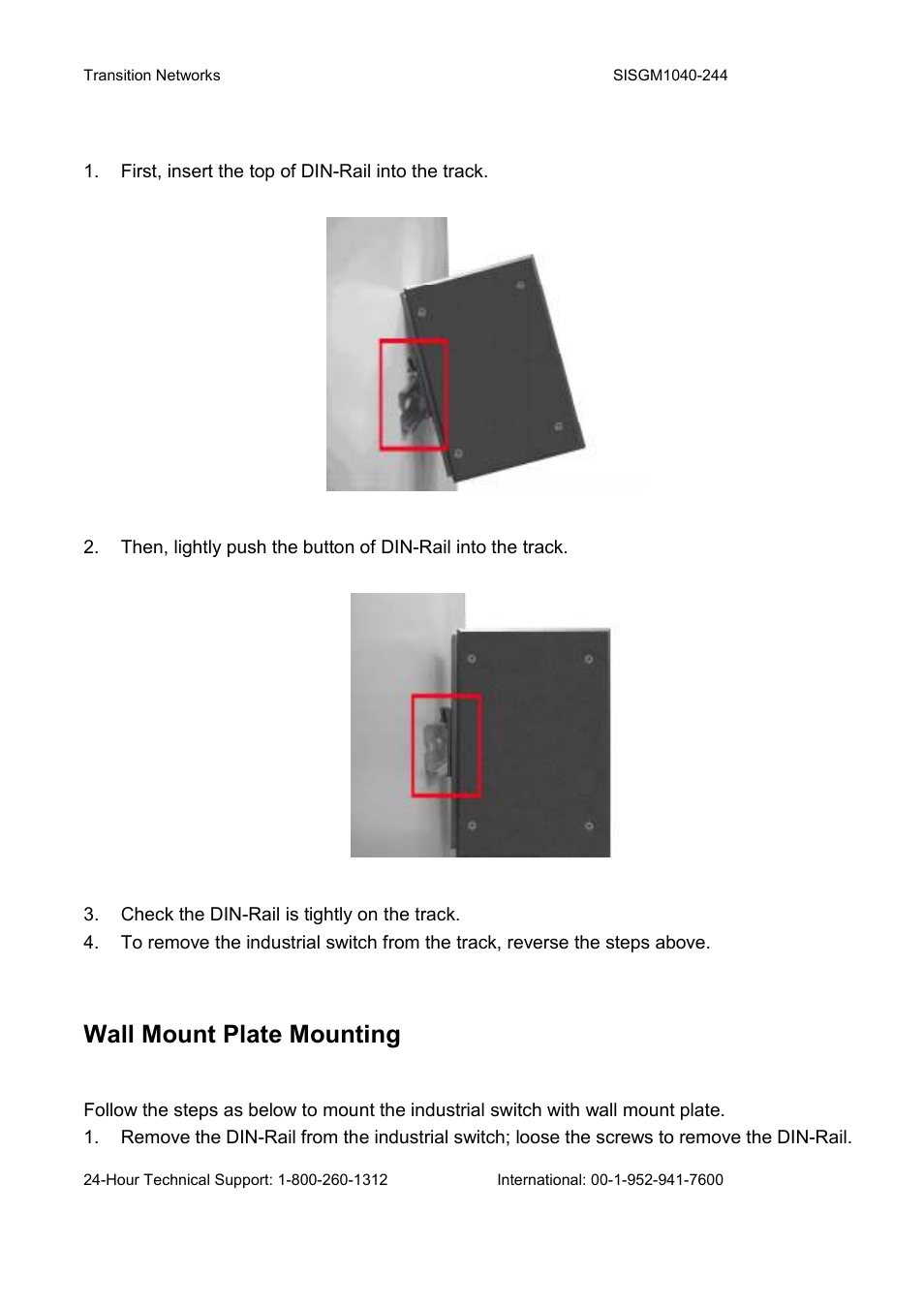 Wall mount plate mounting | Transition Networks SISGM1040-244 User Manual | Page 27 / 117
