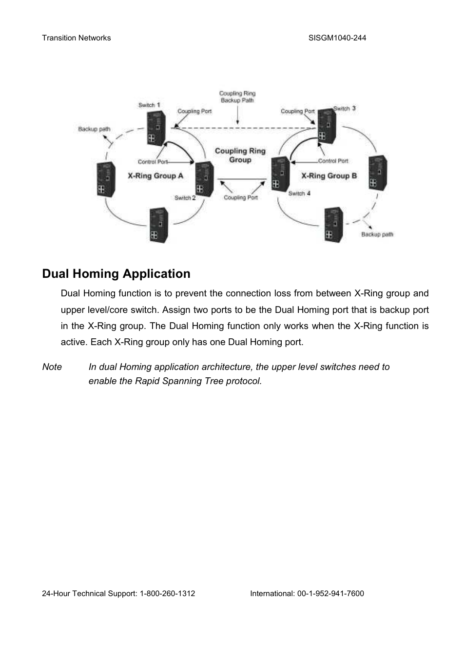 Dual homing application | Transition Networks SISGM1040-244 User Manual | Page 31 / 117