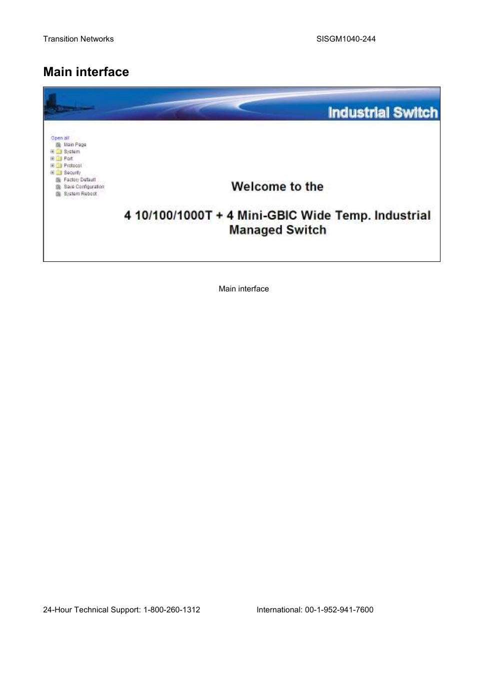 Main interface | Transition Networks SISGM1040-244 User Manual | Page 64 / 117
