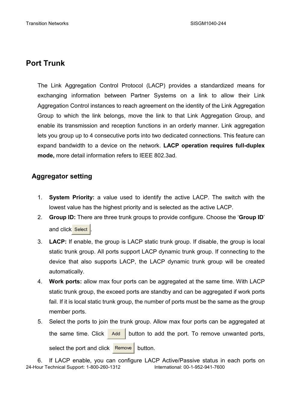 Port trunk | Transition Networks SISGM1040-244 User Manual | Page 82 / 117