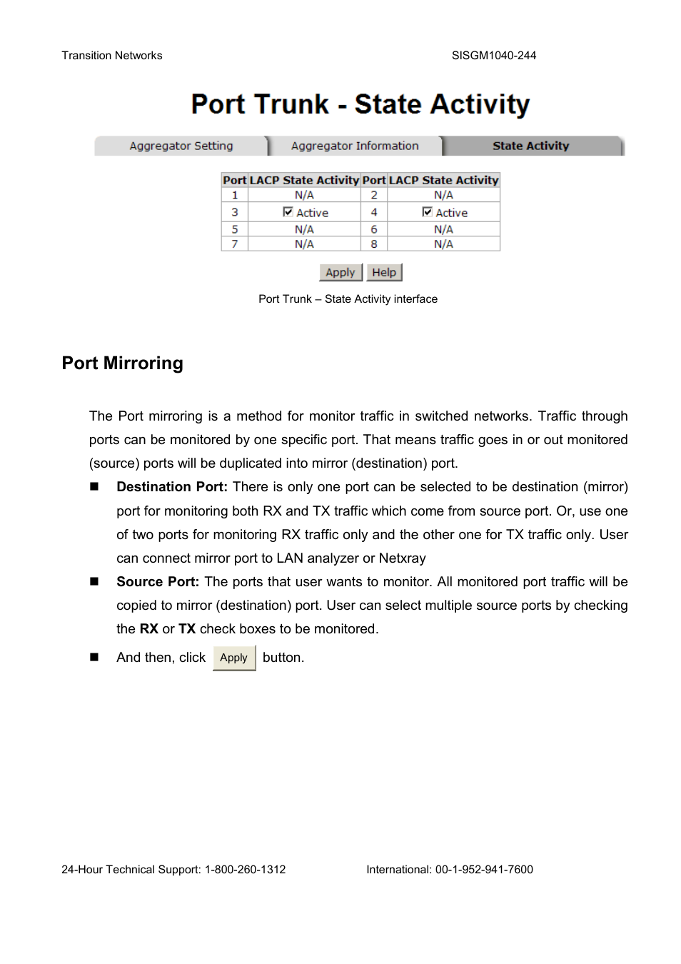 Port mirroring | Transition Networks SISGM1040-244 User Manual | Page 85 / 117