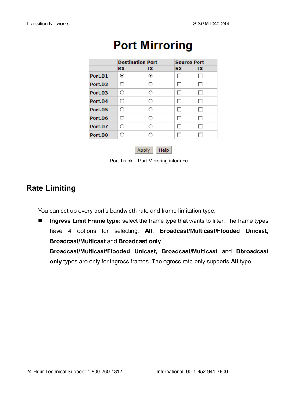 Rate limiting | Transition Networks SISGM1040-244 User Manual | Page 86 / 117