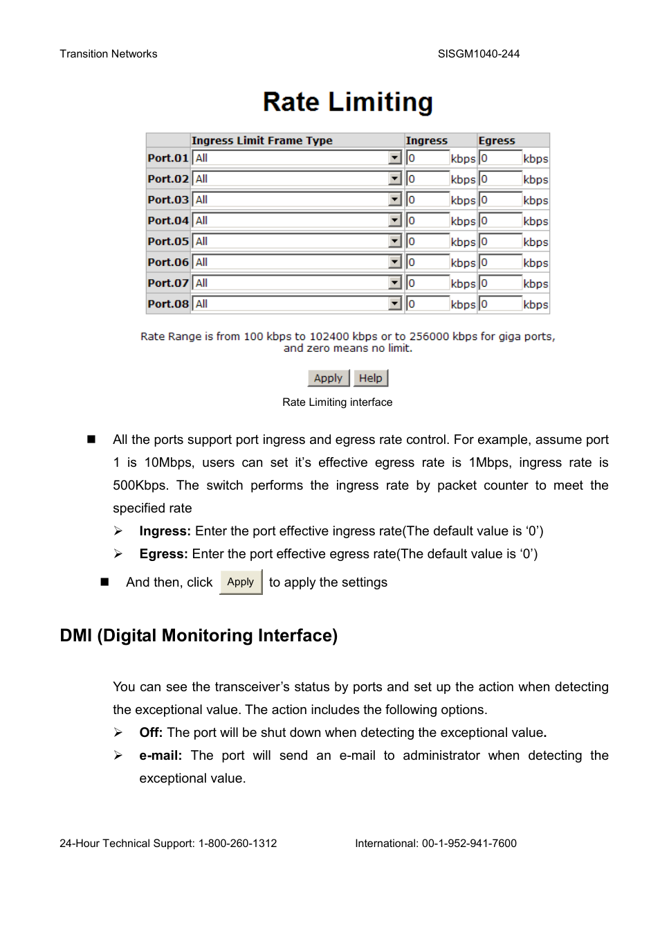 Dmi (digital monitoring interface) | Transition Networks SISGM1040-244 User Manual | Page 87 / 117