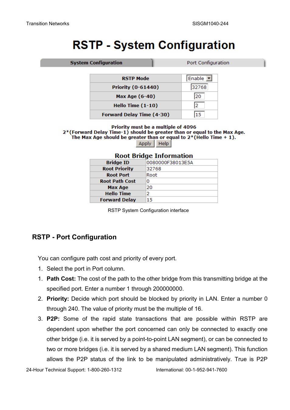 Rstp - port configuration | Transition Networks SISGM1040-244 User Manual | Page 97 / 117