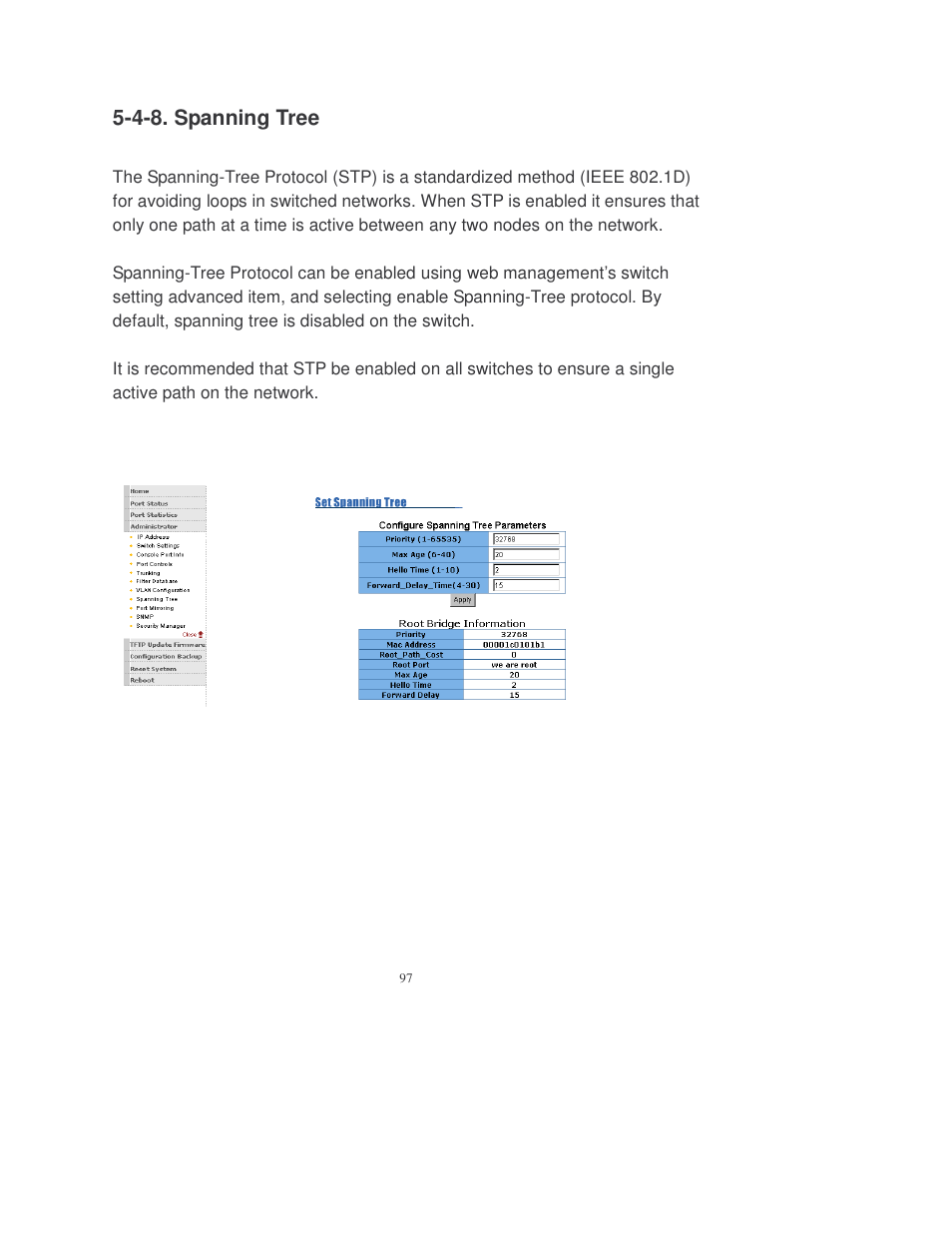 4-8. spanning tree | Transition Networks MIL-SM808GPXX User Manual | Page 103 / 117