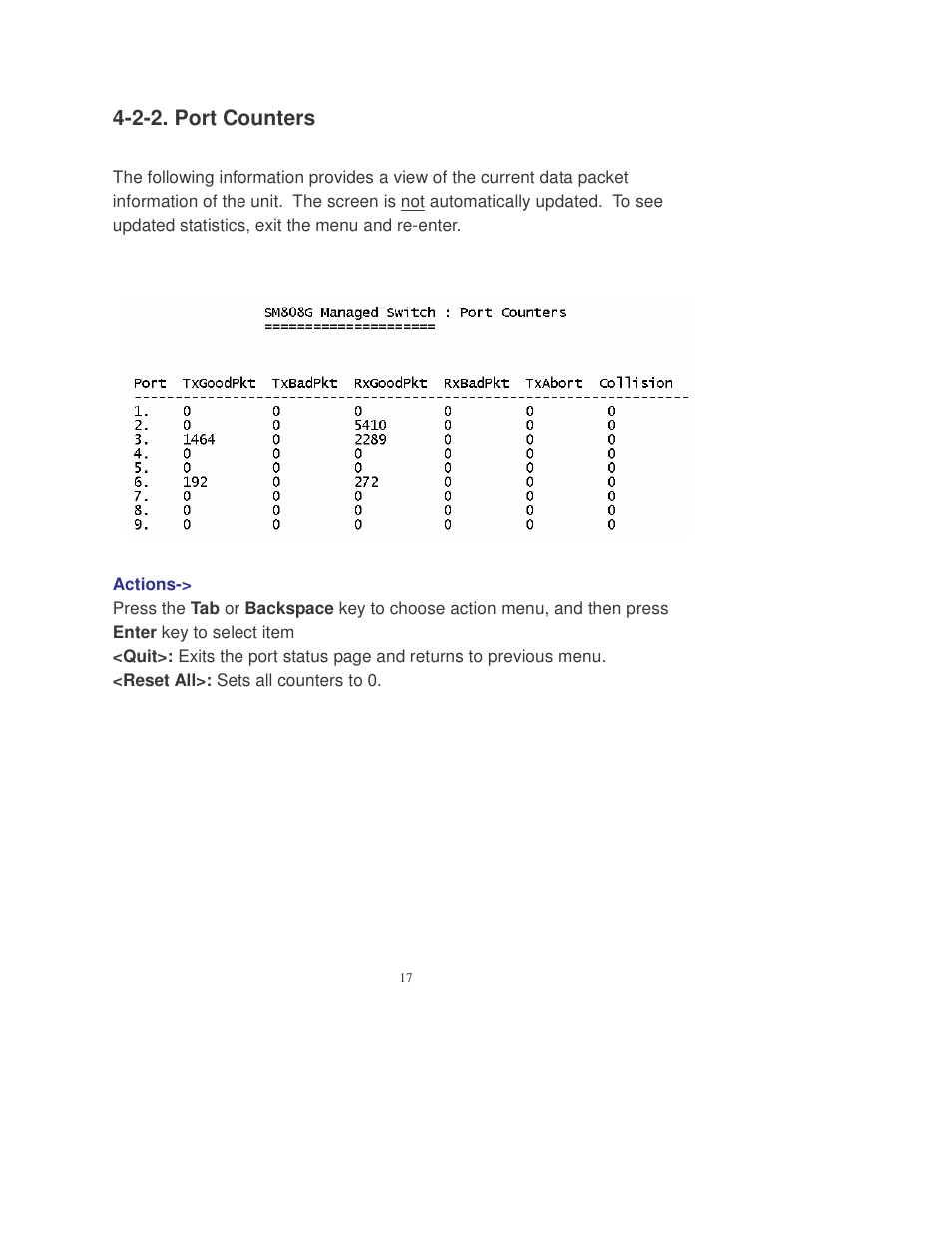 2-2. port counters | Transition Networks MIL-SM808GPXX User Manual | Page 23 / 117