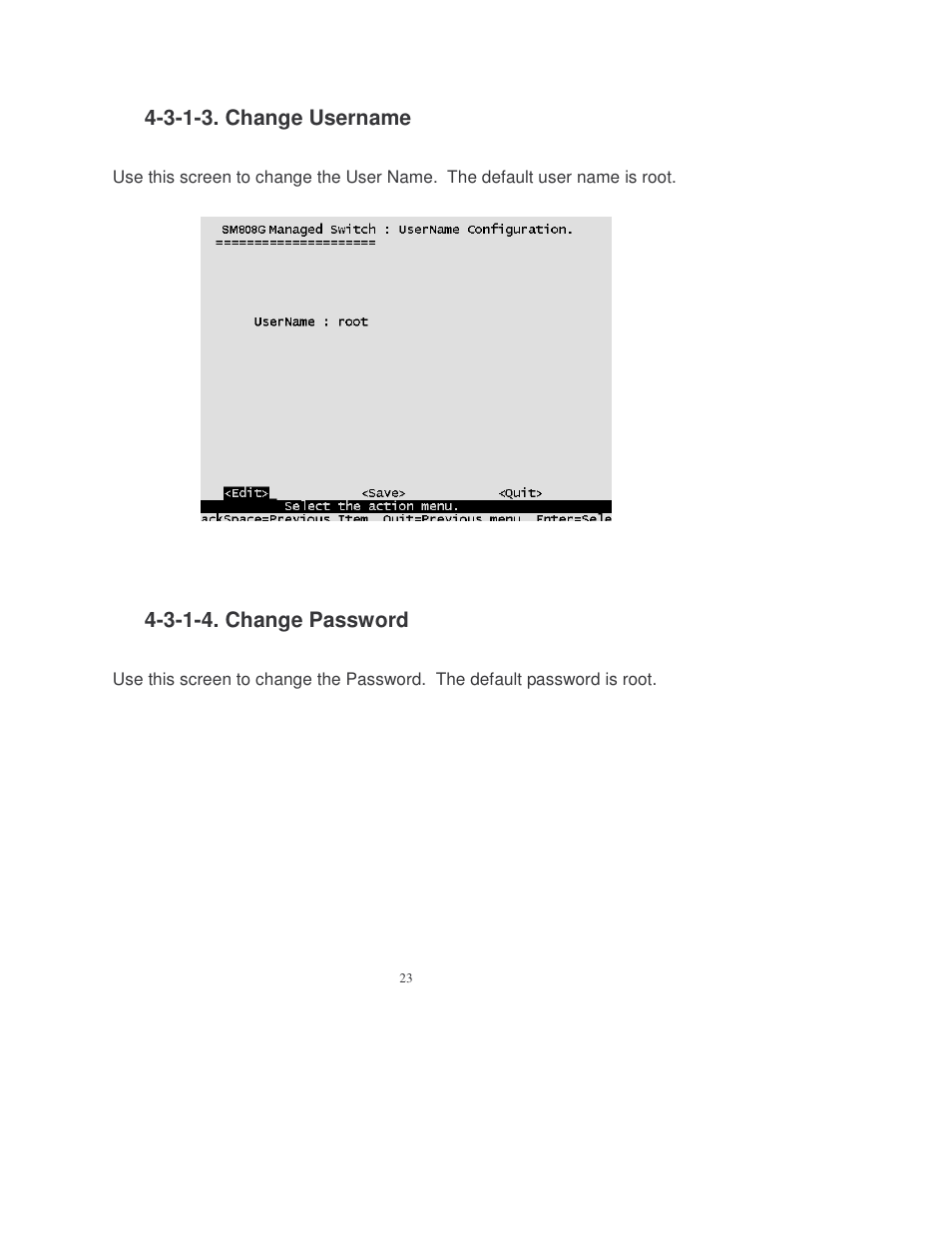3-1-3. change username, 3-1-4. change password | Transition Networks MIL-SM808GPXX User Manual | Page 29 / 117