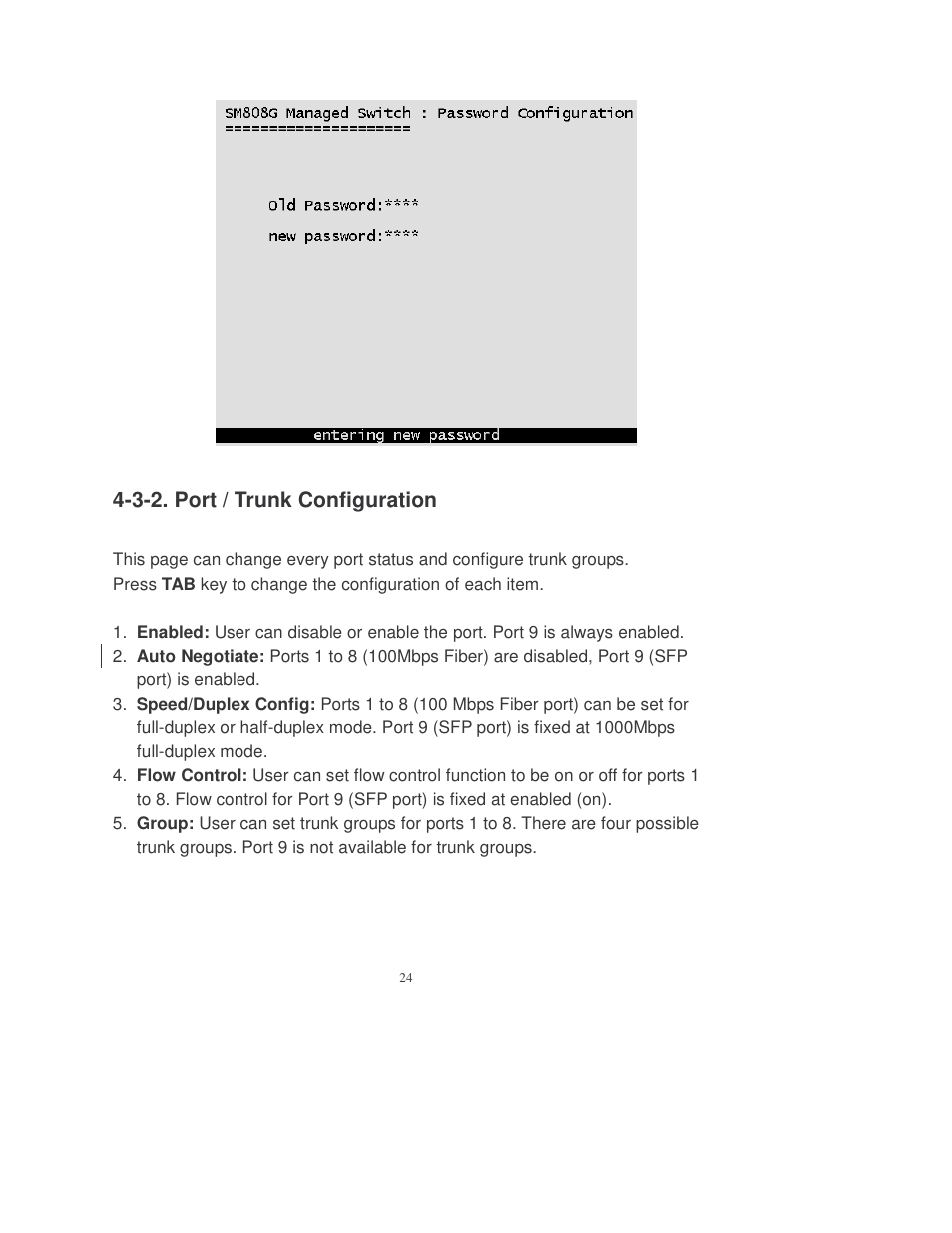 3-2. port / trunk configuration | Transition Networks MIL-SM808GPXX User Manual | Page 30 / 117