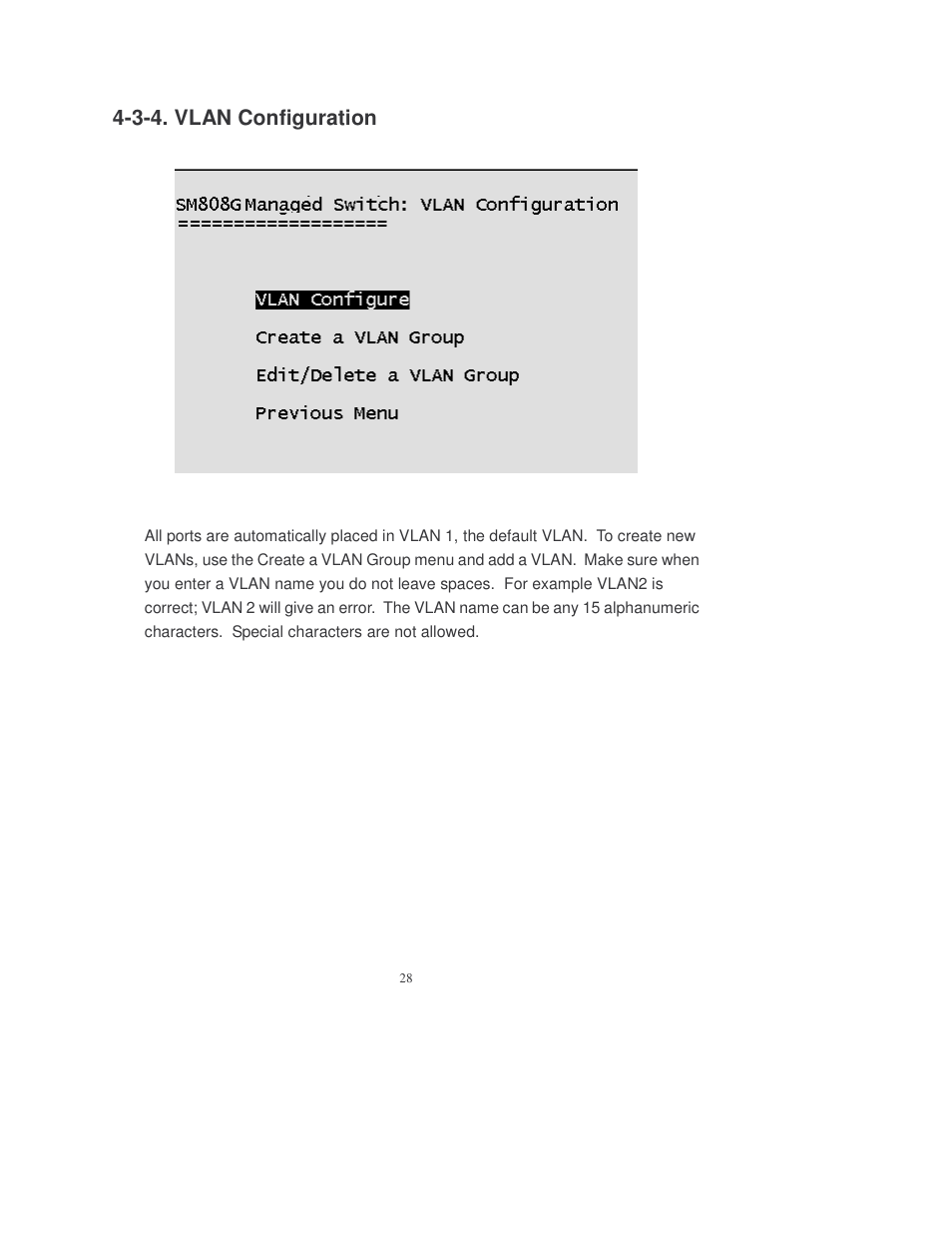 3-4. vlan configuration | Transition Networks MIL-SM808GPXX User Manual | Page 34 / 117