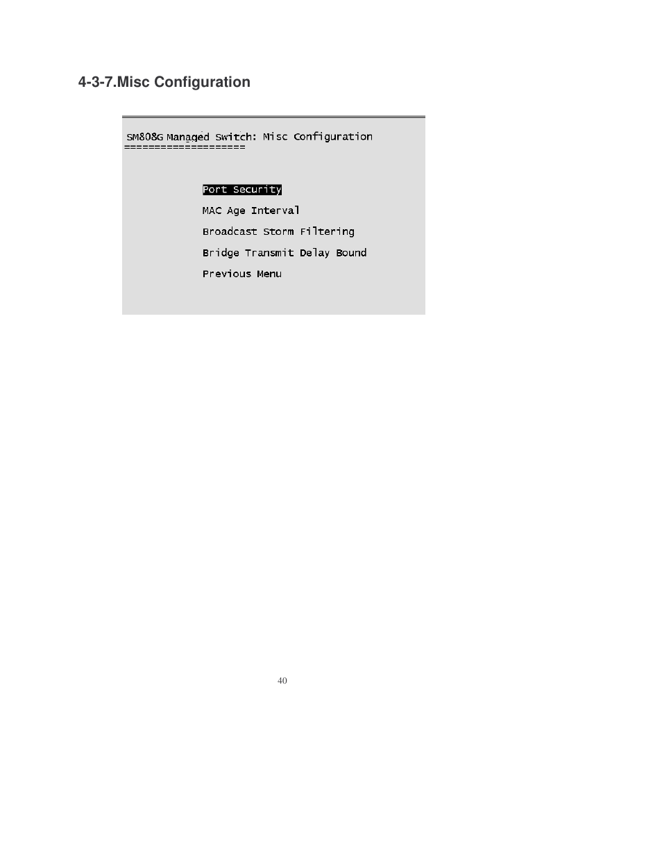 3-7.misc configuration | Transition Networks MIL-SM808GPXX User Manual | Page 46 / 117