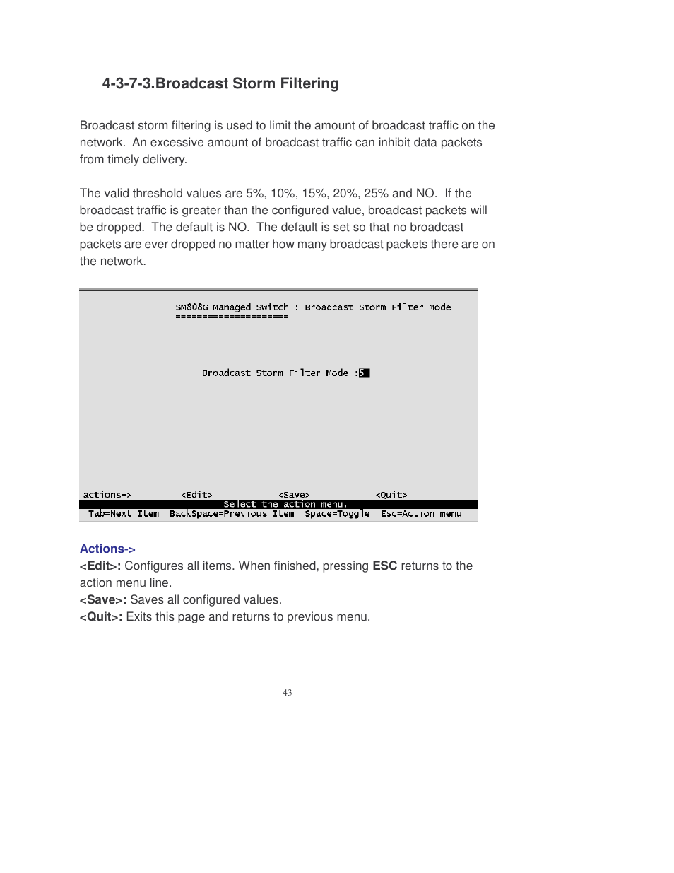 3-7-3.broadcast storm filtering | Transition Networks MIL-SM808GPXX User Manual | Page 49 / 117