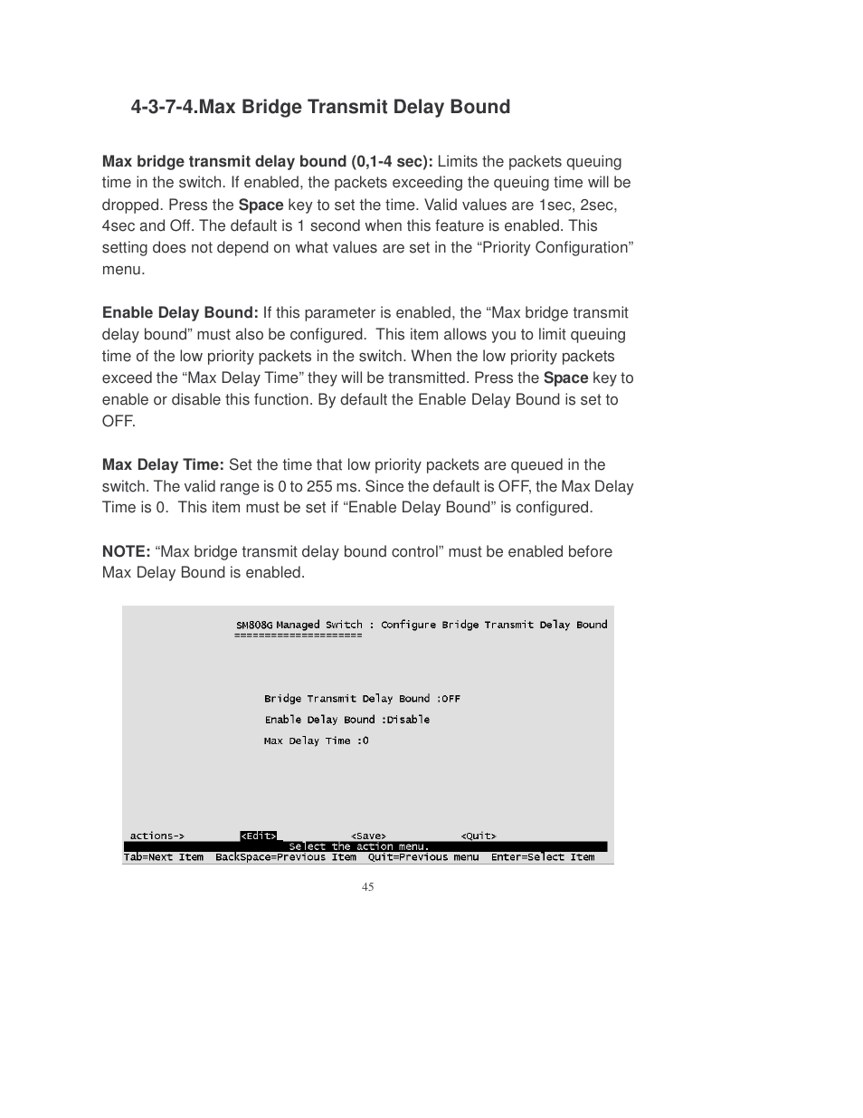 3-7-4.max bridge transmit delay bound | Transition Networks MIL-SM808GPXX User Manual | Page 51 / 117