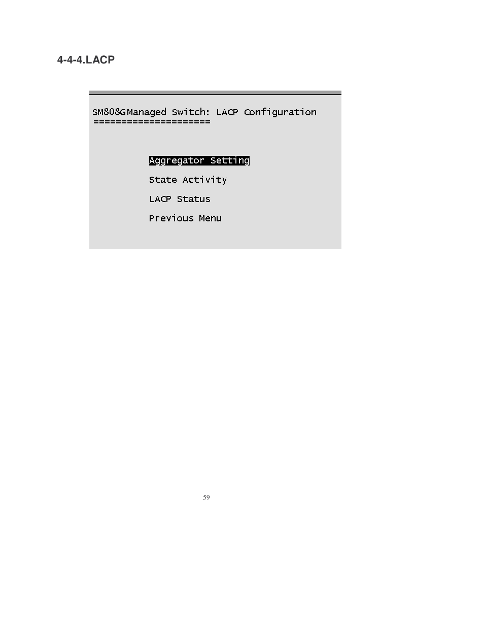 4-4.lacp | Transition Networks MIL-SM808GPXX User Manual | Page 65 / 117