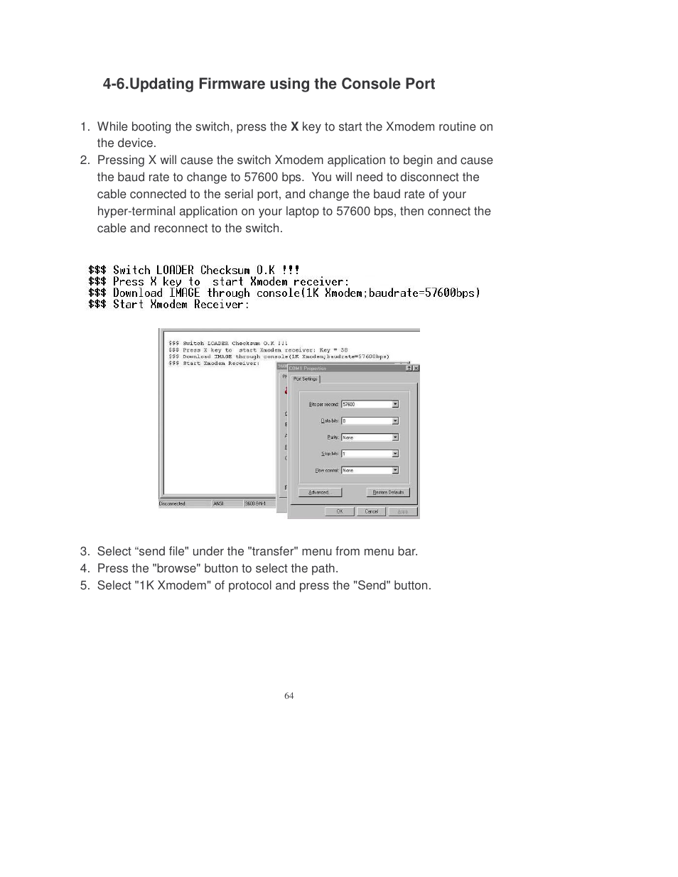 6.updating firmware using the console port | Transition Networks MIL-SM808GPXX User Manual | Page 70 / 117