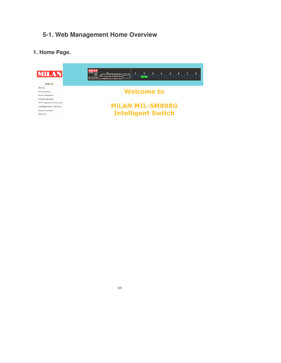 1. web management home overview | Transition Networks MIL-SM808GPXX User Manual | Page 75 / 117