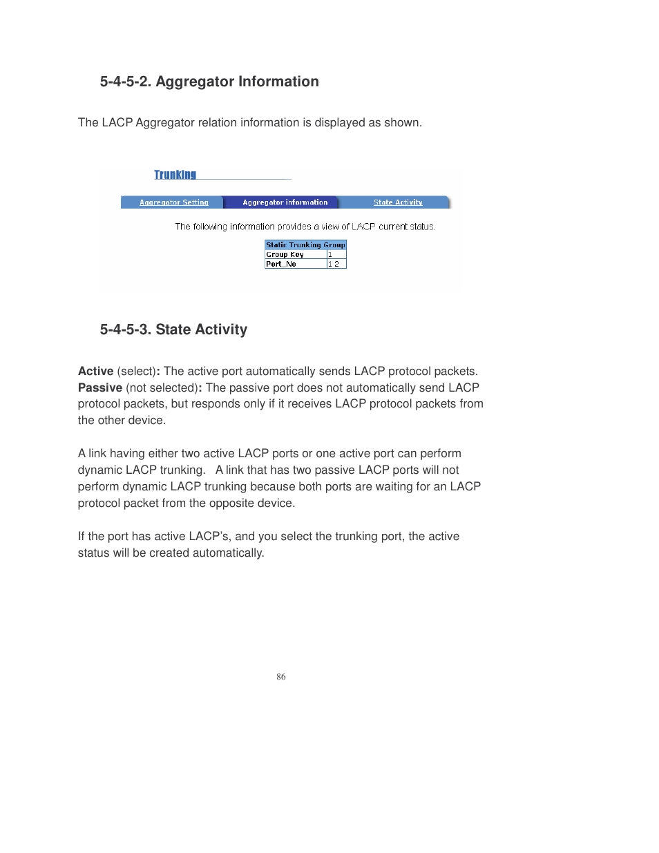 4-5-2. aggregator information, 4-5-3. state activity | Transition Networks MIL-SM808GPXX User Manual | Page 92 / 117