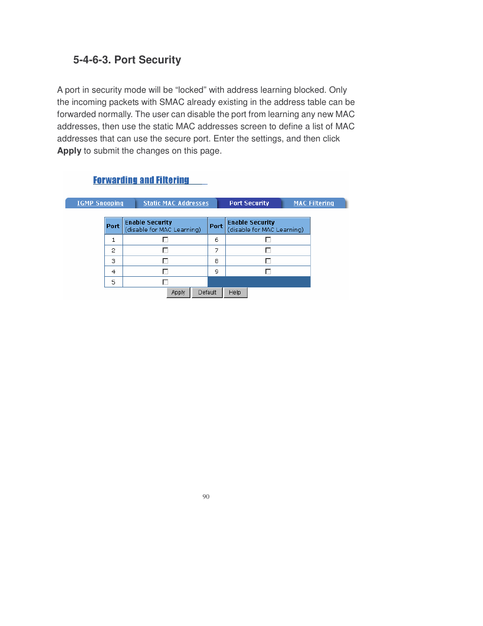 4-6-3. port security | Transition Networks MIL-SM808GPXX User Manual | Page 96 / 117