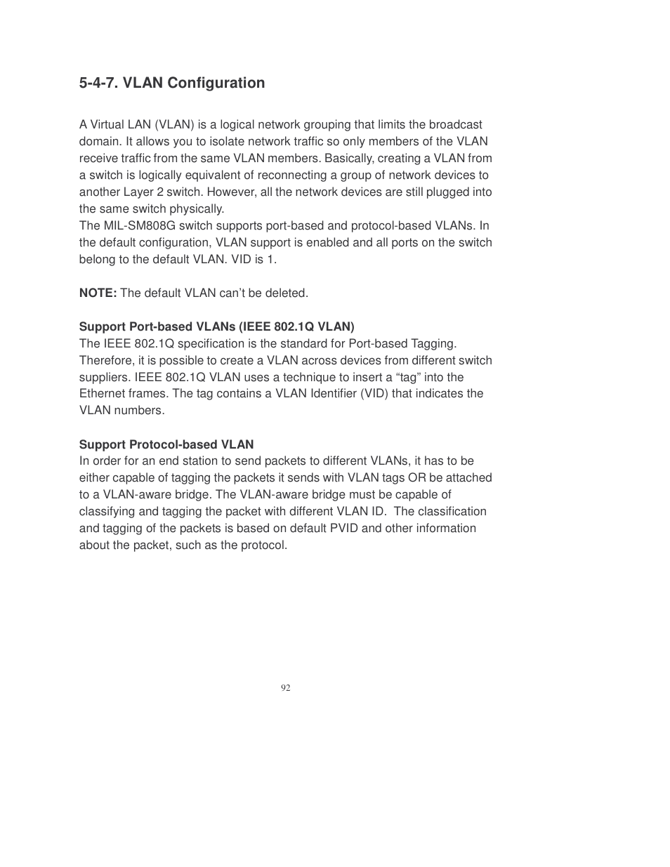4-7. vlan configuration | Transition Networks MIL-SM808GPXX User Manual | Page 98 / 117