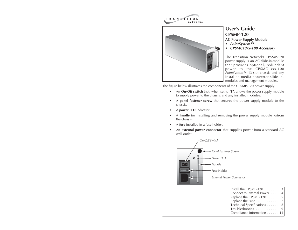 Transition Networks CPSMP-120 User Manual | 7 pages