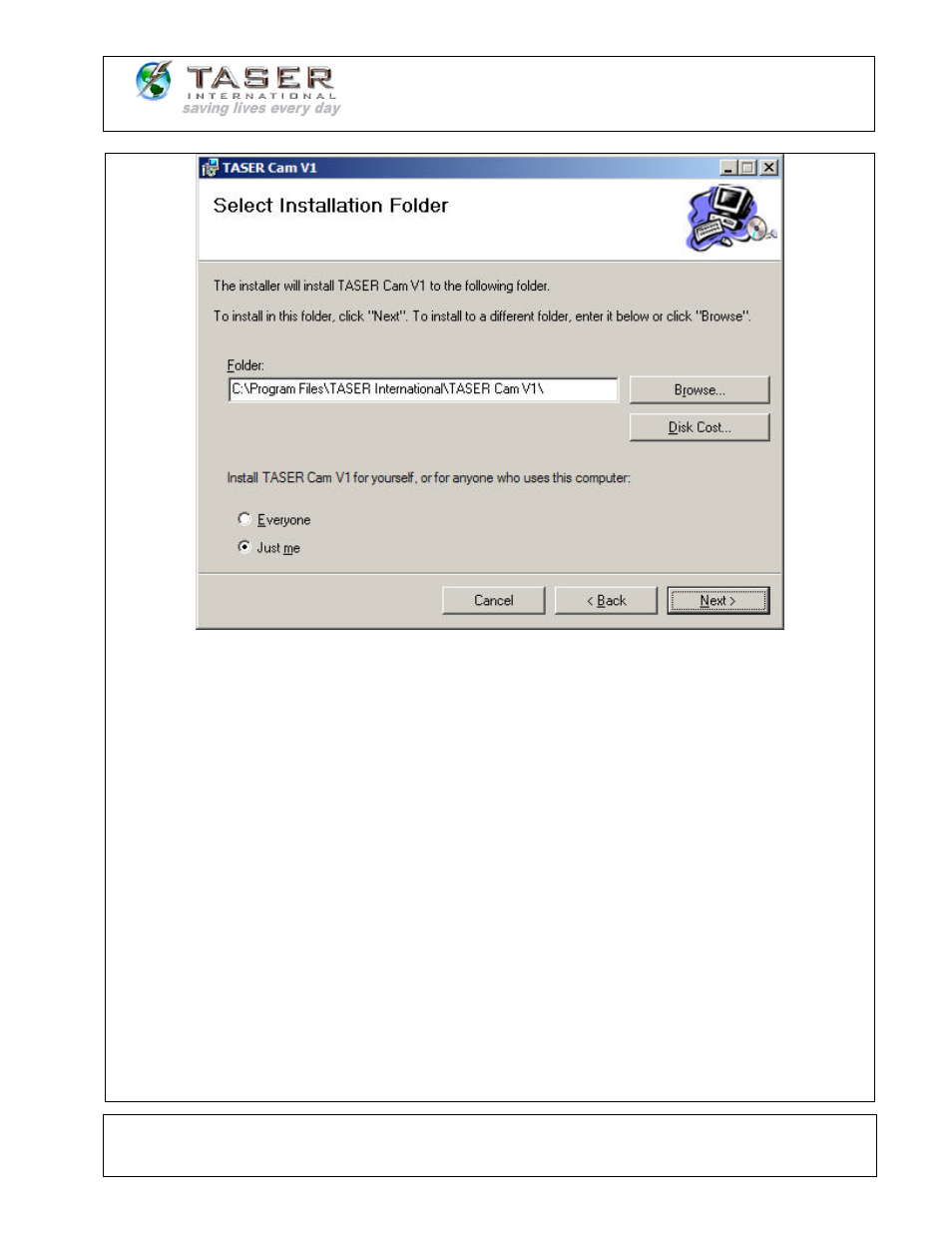 Taser cam user manual, Click next to continue | Taser IT-INST-TC-001 User Manual | Page 10 / 37