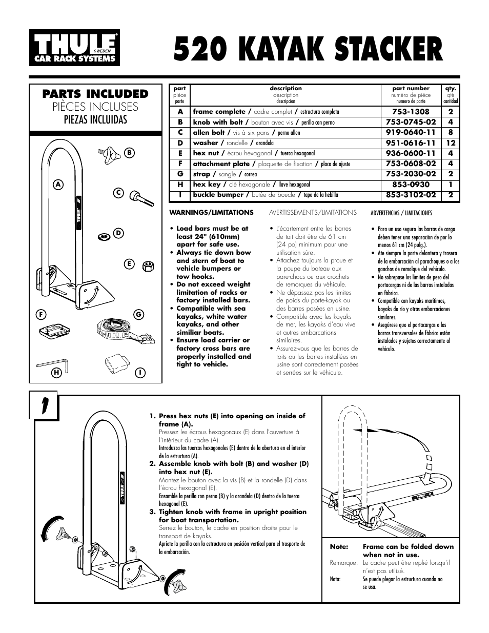 Thule 520 User Manual | 4 pages