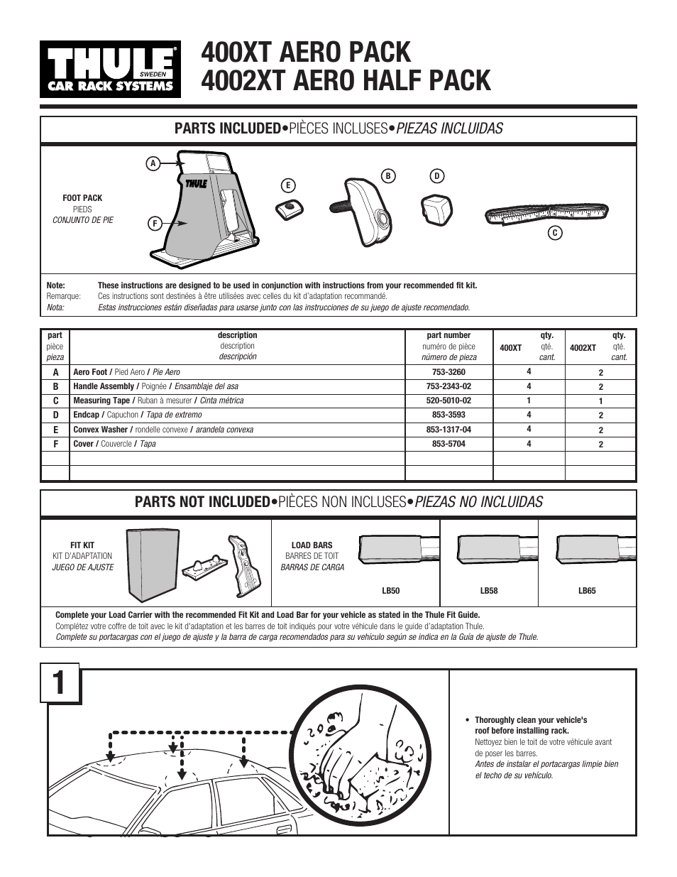 Thule 400XT User Manual | 6 pages