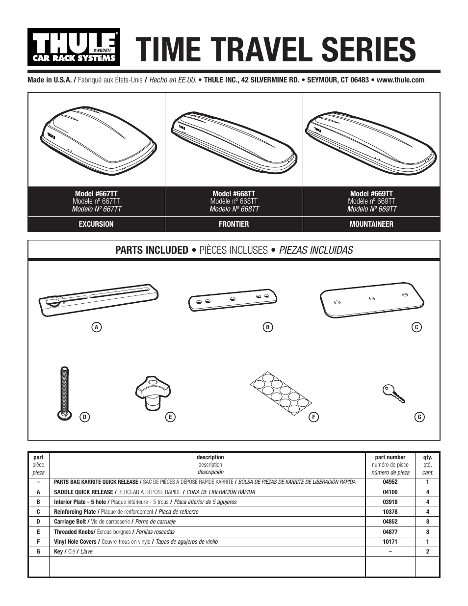 Thule Time Travel Series 668TT User Manual | 7 pages