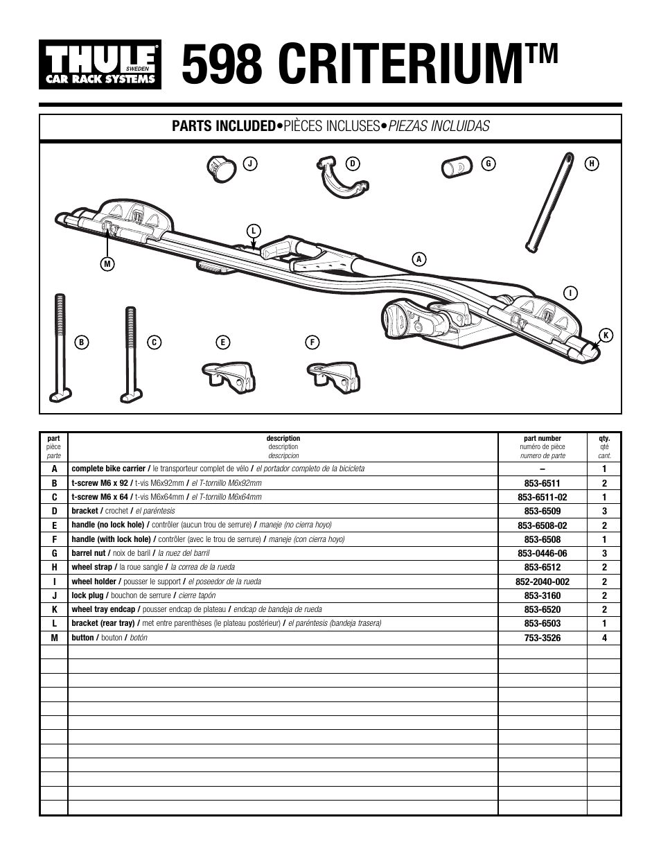 Thule 598 User Manual | 7 pages