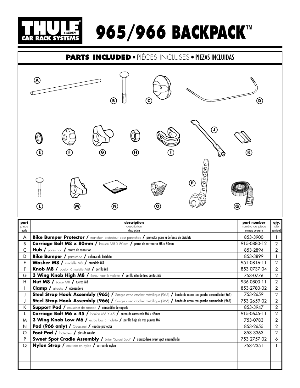 Thule BACKPACKTM 966 User Manual | 6 pages