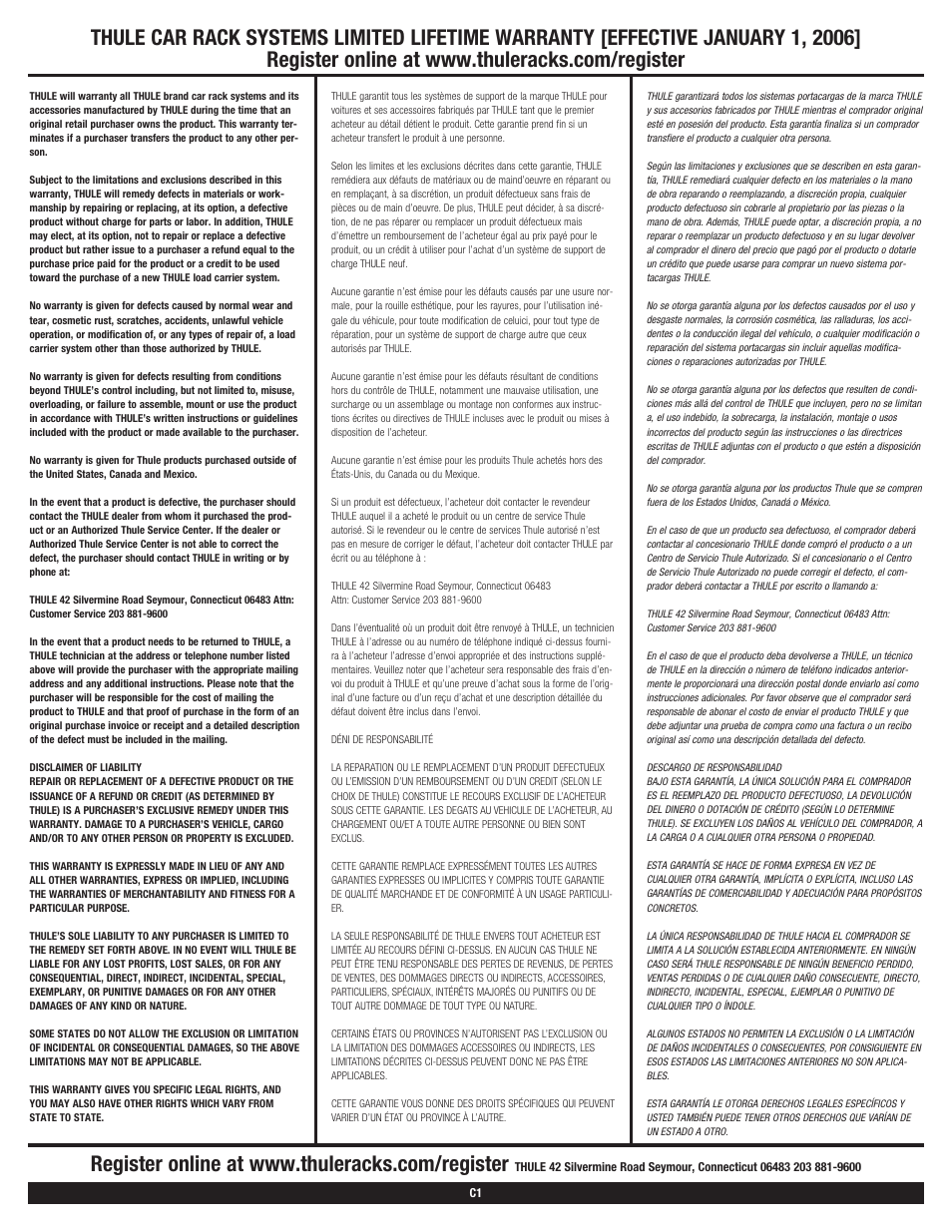 Thule 460R User Manual | Page 5 / 5