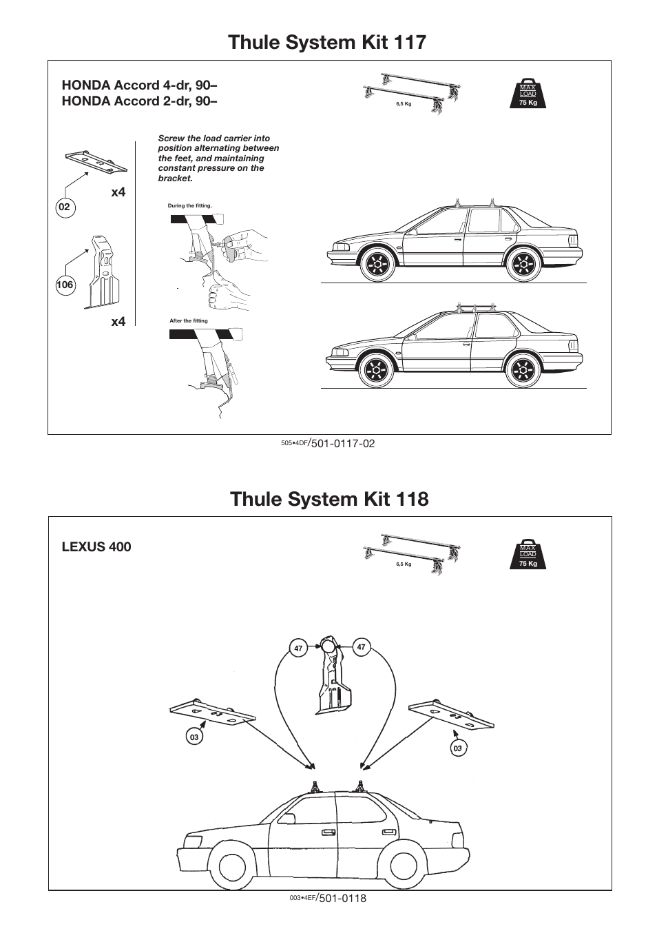 Thule 117 User Manual | 1 page