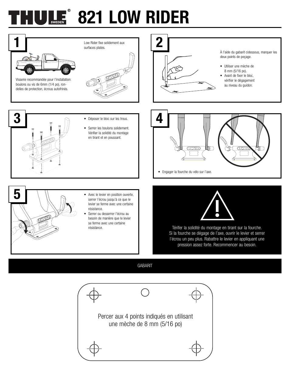 821 low rider, Gabarit | Thule Low Rider 821 User Manual | Page 2 / 5