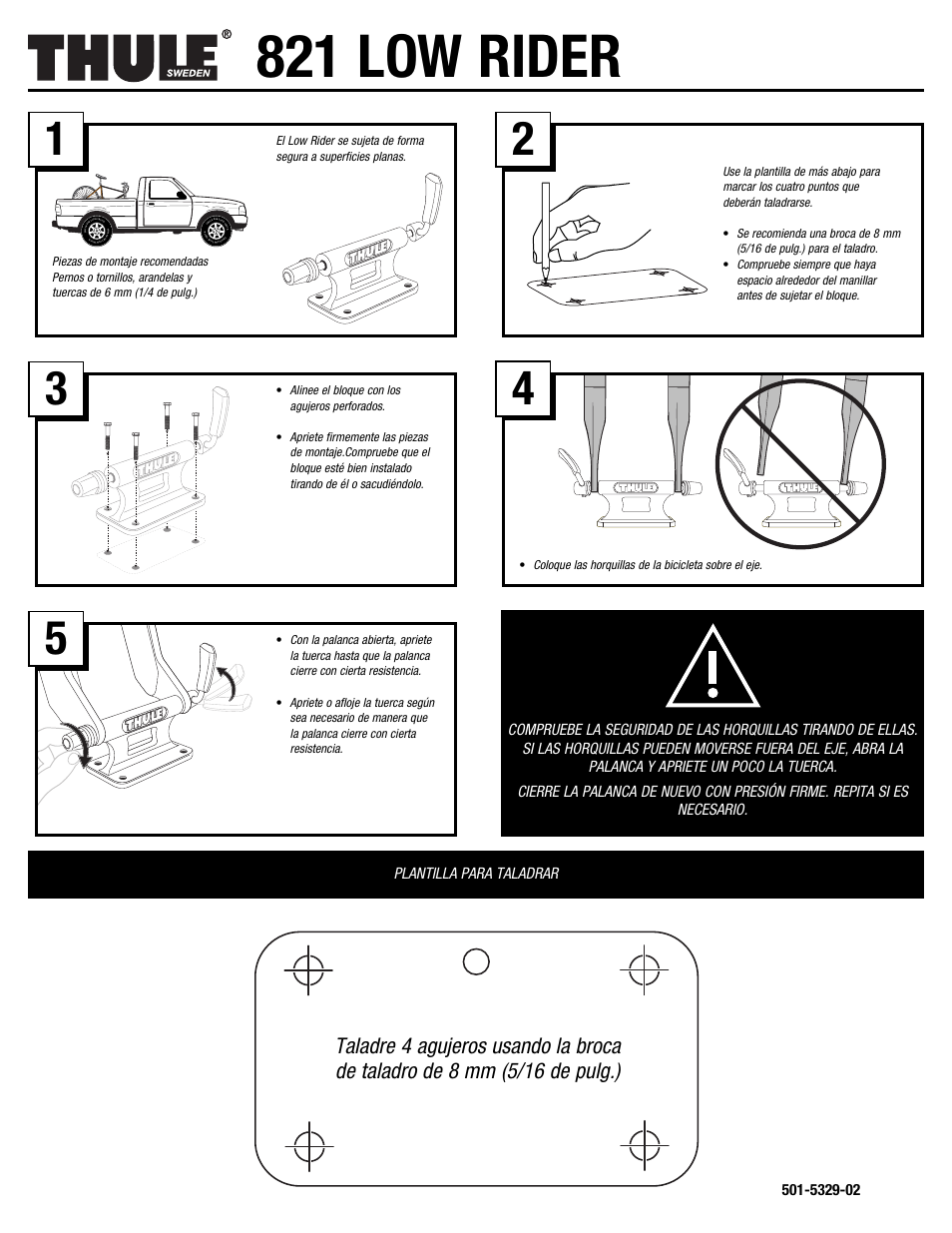 821 low rider, Plantilla para taladrar | Thule Low Rider 821 User Manual | Page 3 / 5