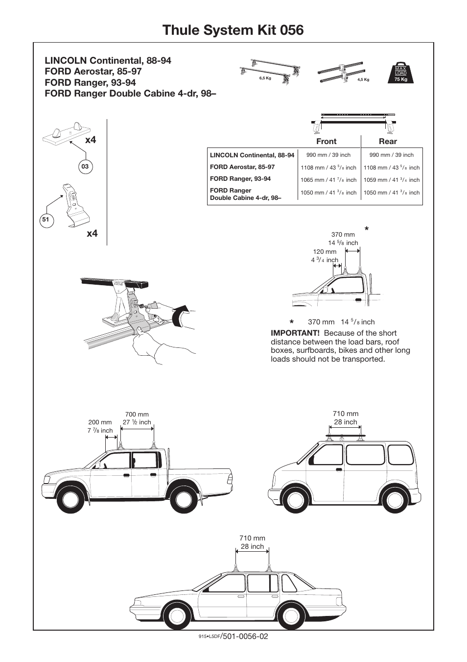 Thule 056 User Manual | 1 page