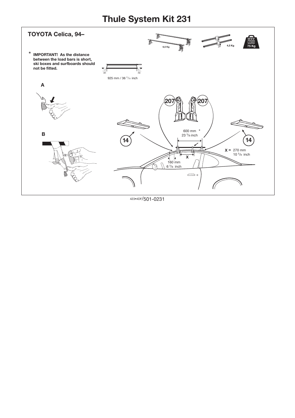 Thule 231 User Manual | 1 page