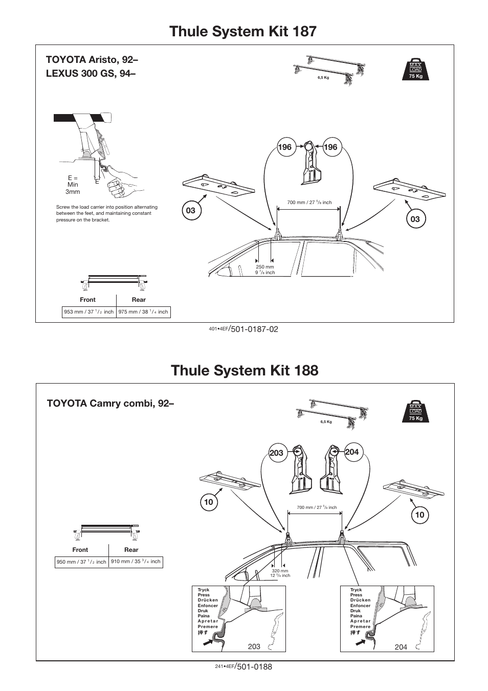 Thule 187 User Manual | 1 page
