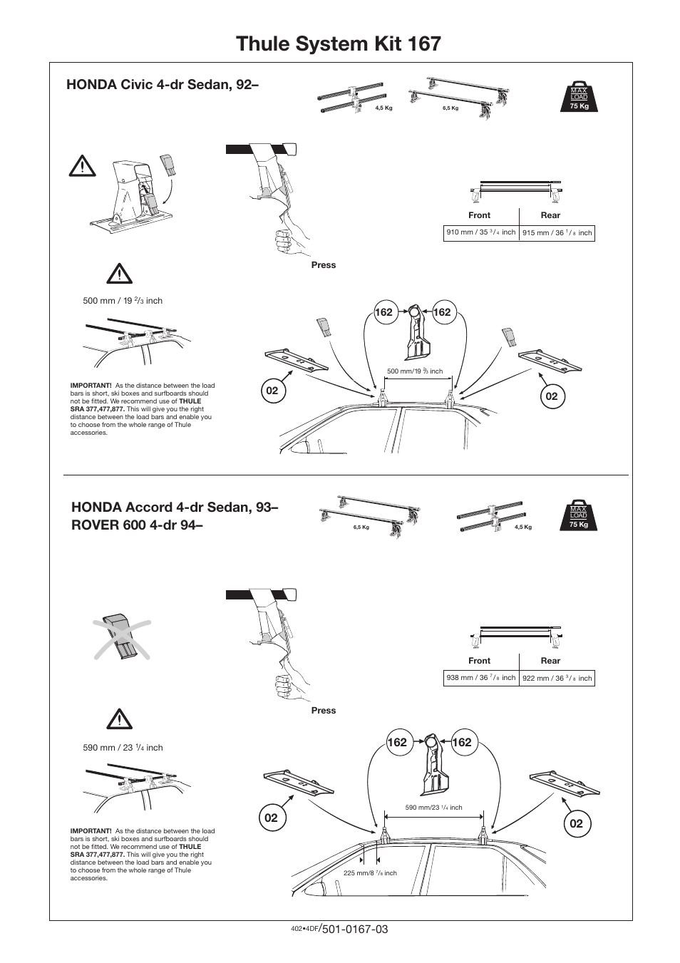 Thule 167 User Manual | 1 page