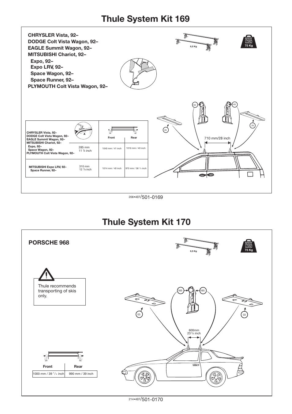 Thule 170 User Manual | 1 page