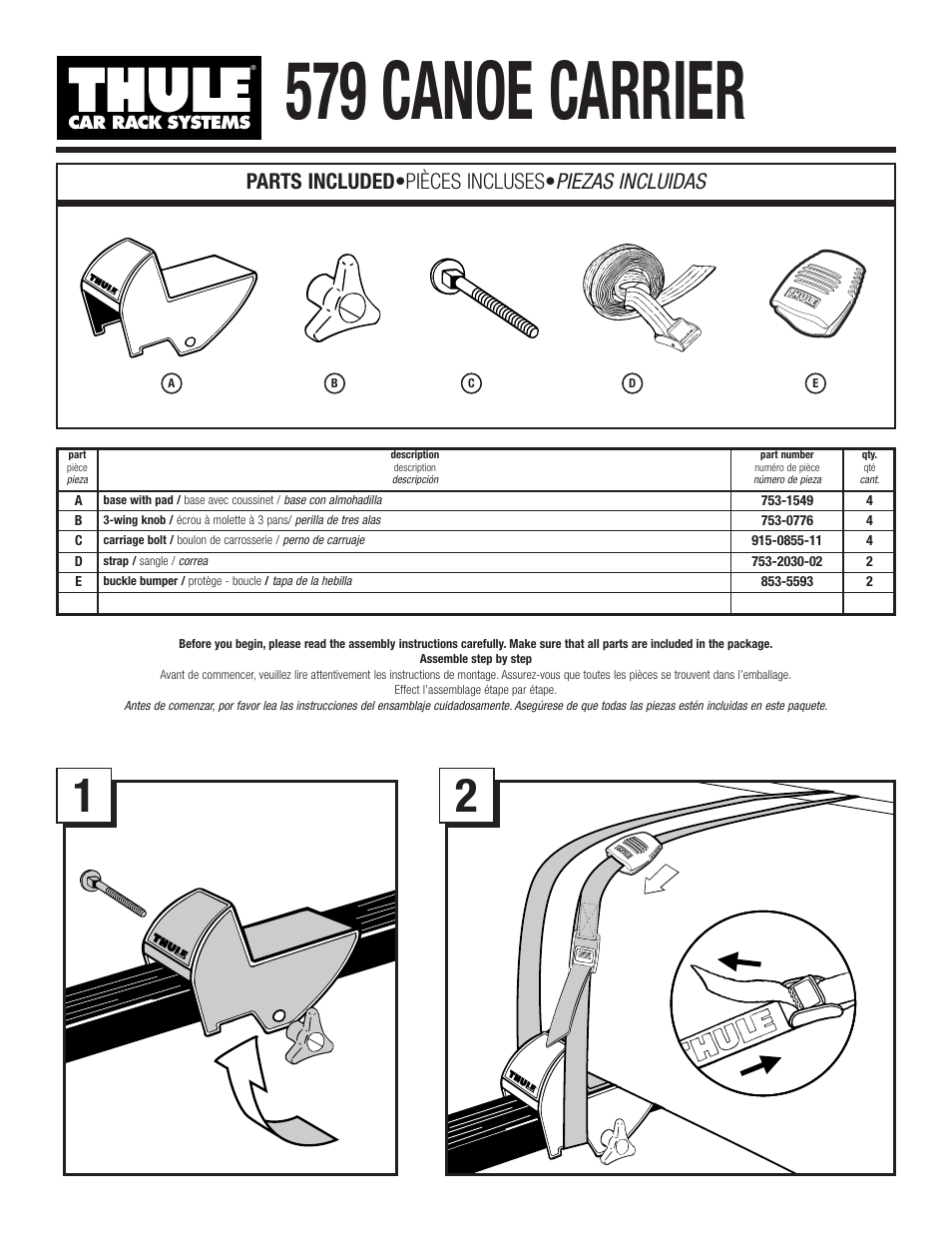 Thule 579 User Manual | 3 pages