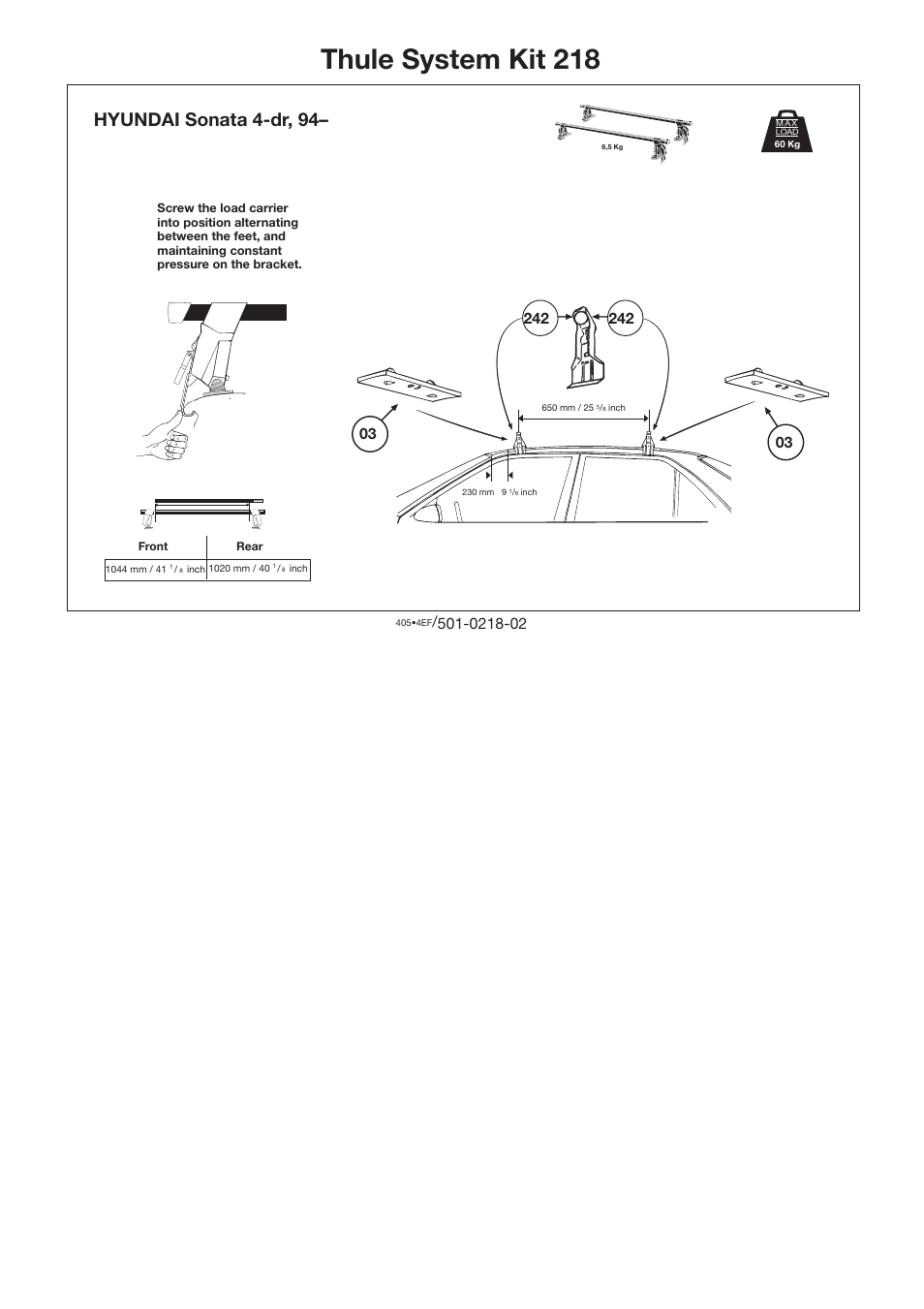 Thule 218 User Manual | 1 page